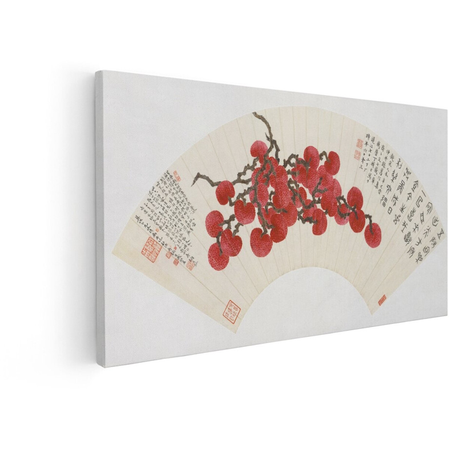 Artaza Canvas Schilderij Chinese Waaier - 100x50 cm - Wanddecoratie Oosters - Muurdecoratie Aziatisch Schilderij - Decoratie Kalligrafie Rood Artaza Canvas Schilderij Chinese Waaier - 100x50 cm - Wanddecoratie Oosters - Muurdecoratie Aziatisch Schilderij - Decoratie Kalligrafie Rood afbeelding 1