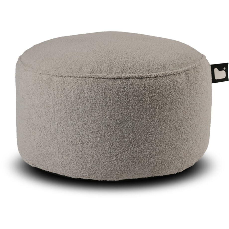 Extreme Lounging - b-poufe teddy - poef rond - voor binnen - zacht & comfortabel - 60x40cm - soft grijs afbeelding 1
