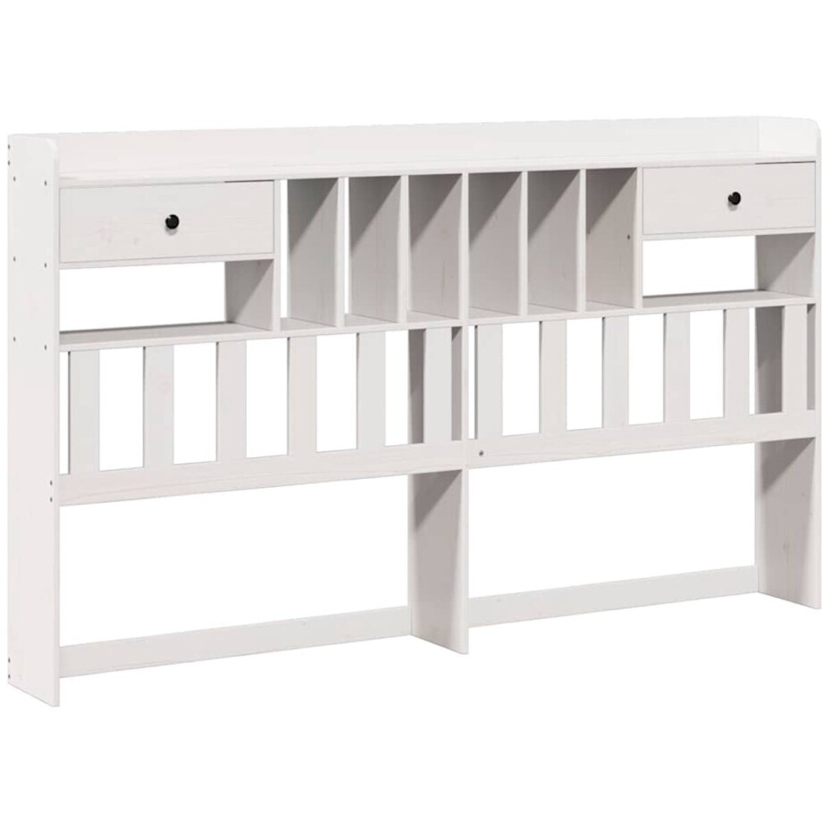 vidaXL - Hoofdbord - met - opbergruimte - 180 - cm - massief - grenenhout - wit afbeelding 1
