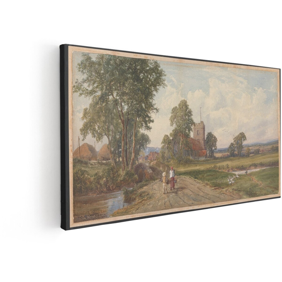 Artaza Canvas Schilderij Schilderachtig Engels Platteland met Kerk en Figuren op een Landweg - 100x50 cm - Wanddecoratie Woonkamer - Schilderijen - Muurdecoratie Artaza Canvas Schilderij Schilderachtig Engels Platteland met Kerk en Figuren op een Landweg - 100x50 cm - Wanddecoratie Woonkamer - Schilderijen - Muurdecoratie afbeelding 1