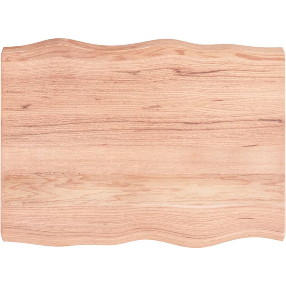 vidaXL - Tafelblad - natuurlijke - rand - 80x60x(2-6) - cm - eikenhout - lichtbruin afbeelding 1