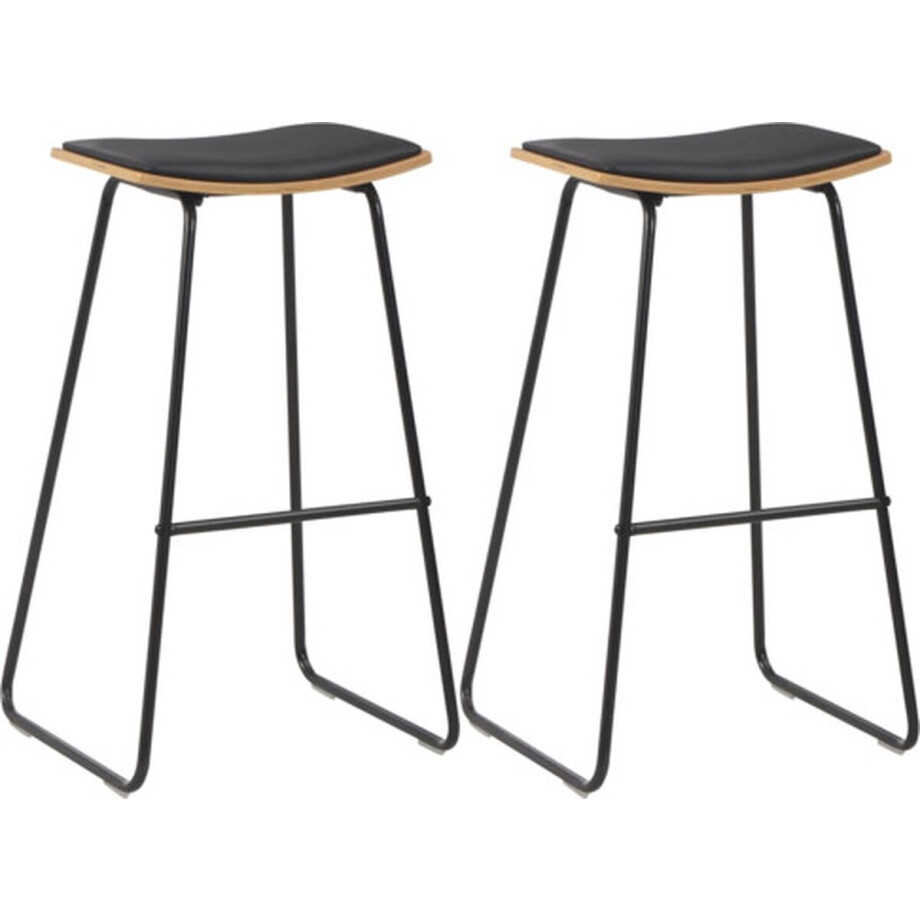 vidaXL - Barstoelen - 2 - st - kunstleer - zwart afbeelding 1