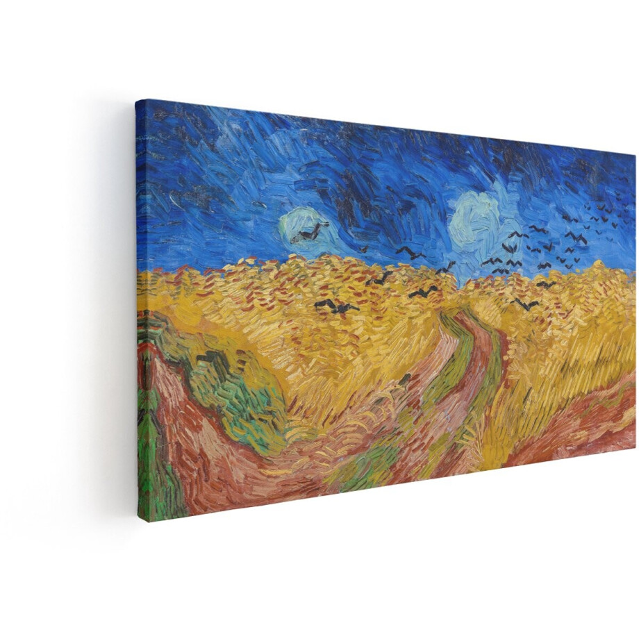 Artaza Canvas Schilderij Van Gogh - 60x30 cm - Wanddecoratie Korenveld - Muurdecoratie Landschap Natuur - Schilderijen Op Canvas afbeelding 1