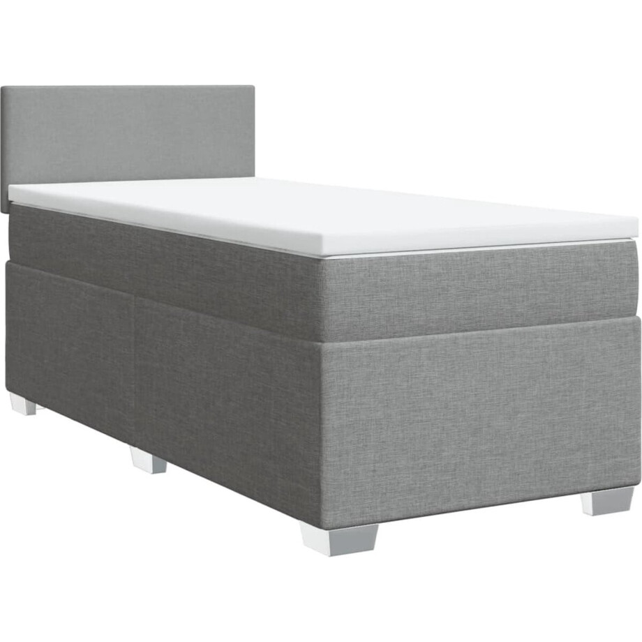 vidaXL - Boxspring - met - matras - stof - lichtgrijs - 90x200 - cm vidaXL - Boxspring - met - matras - stof - lichtgrijs - 90x200 - cm afbeelding 1