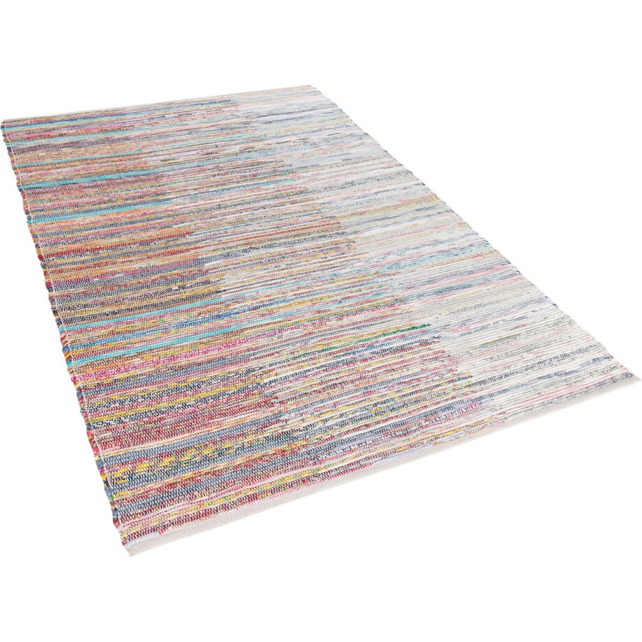BELIANI MERSIN - Laagpolig vloerkleed - Fuchsiapaars - 160 x 230 cm - Katoen BELIANI MERSIN - Laagpolig vloerkleed - Fuchsiapaars - 160 x 230 cm - Katoen afbeelding 1
