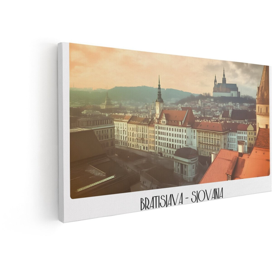 Artaza Canvas Schilderij Bratislava Stad - 60x30 cm - Wanddecoratie Kasteel Op Heuvel - Muurdecoratie Vintage - Schilderijen Op Canvas afbeelding 1