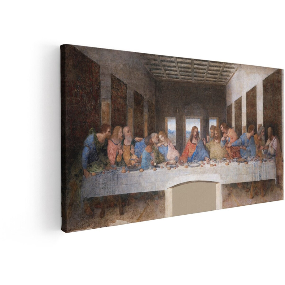 Artaza Canvas Schilderij Laatste Avondmaal - 120x60 cm - Wanddecoratie Da Vinci - Muurdecoratie Jezus - Decoratie Renaissance Schilderij afbeelding 1