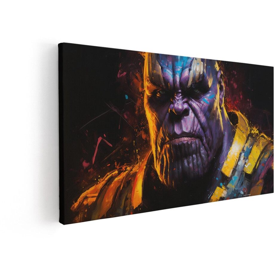 Artaza Canvas Schilderij Krachtige Paarse Titan met Woeste Blik - Artistieke Expressie - 60x30 cm - Wanddecoratie Woonkamer - Schilderijen - Muurdecoratie afbeelding 1