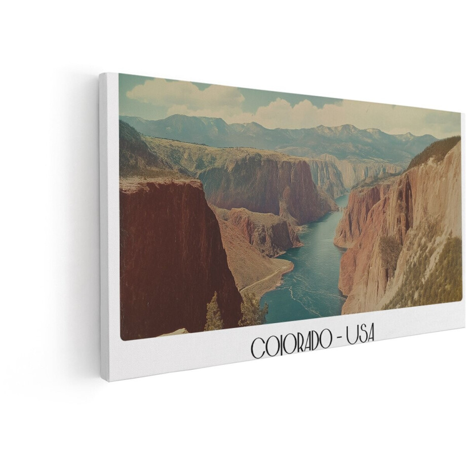 Artaza Canvas Schilderij Majestueuze Kloof met Rivier en Bergen in Colorado - Verenigde Staten - 120x60 cm - Groot - Wanddecoratie Woonkamer - Schilderijen - Muurdecoratie afbeelding 1