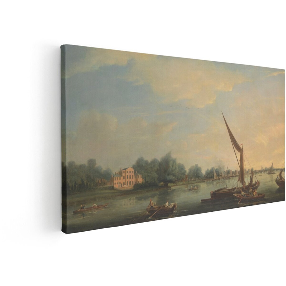 Artaza Canvas Schilderij Landschap Zonsondergang - 60x30 cm - Wanddecoratie Oude Meesters - Muurdecoratie Rivier Met Zeilboot - Schilderijen Op Canvas Artaza Canvas Schilderij Landschap Zonsondergang - 60x30 cm - Wanddecoratie Oude Meesters - Muurdecoratie Rivier Met Zeilboot - Schilderijen Op Canvas afbeelding 1