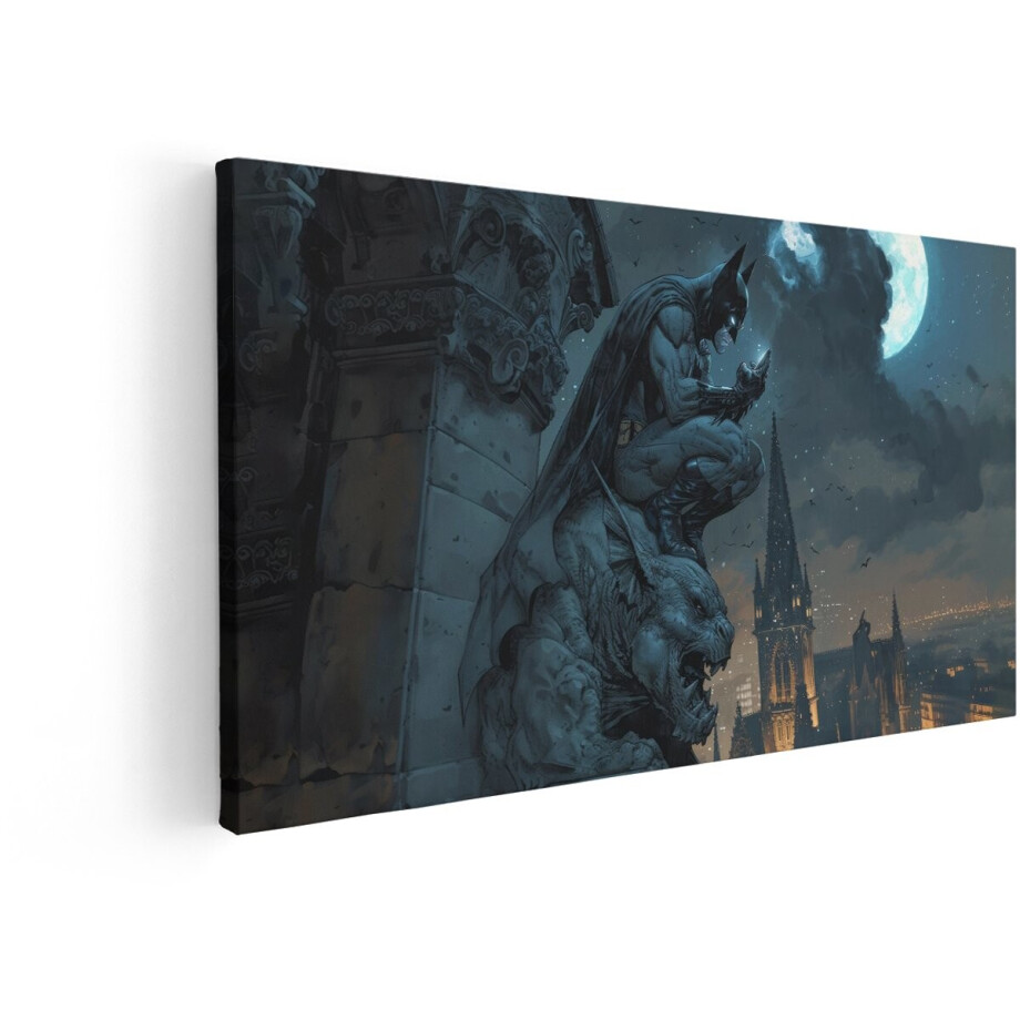 Artaza Canvas Schilderij Batman - 100x50 cm - Wanddecoratie Gotham Skyline - Muurdecoratie Waterspuwer - Decoratie Volle Maan Slaapkamer Artaza Canvas Schilderij Batman - 100x50 cm - Wanddecoratie Gotham Skyline - Muurdecoratie Waterspuwer - Decoratie Volle Maan Slaapkamer afbeelding 1