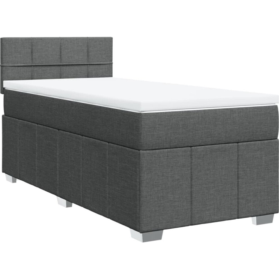 vidaXL - Boxspring - met - matras - stof - donkergrijs - 90x190 - cm afbeelding 1