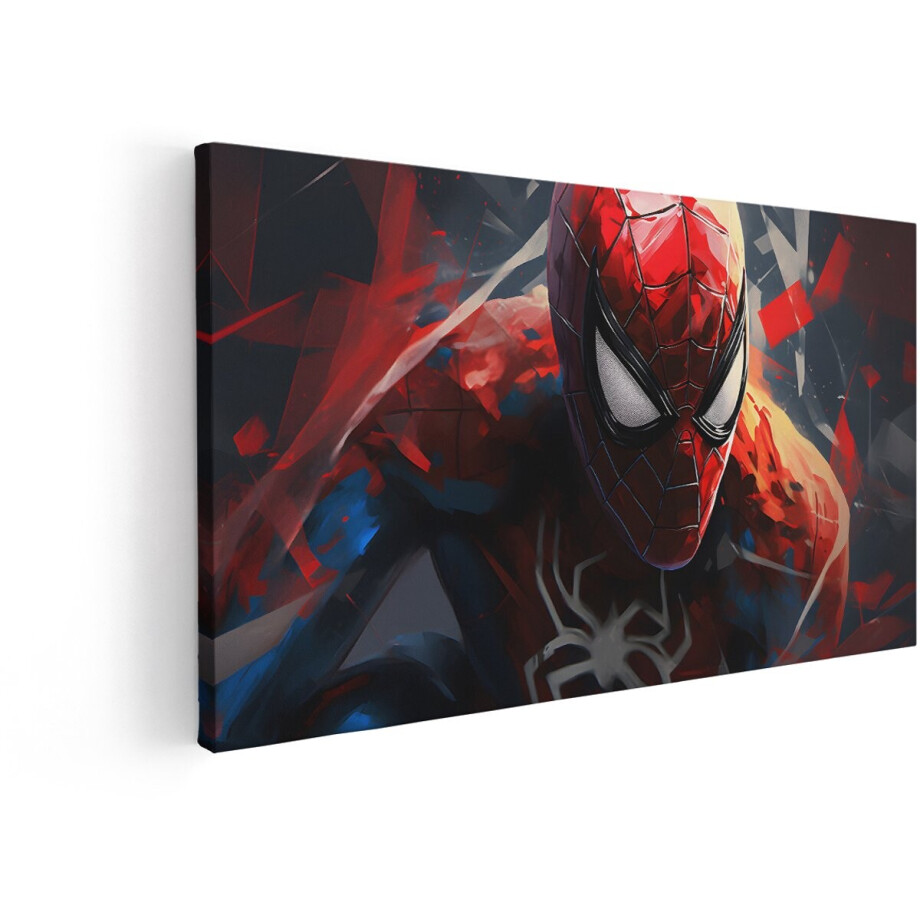 Artaza Canvas Schilderij Spiderman - 80x40 cm - Wanddecoratie Superheld - Muurdecoratie Jongenskamer - Decoratie Marvel Abstract afbeelding 1