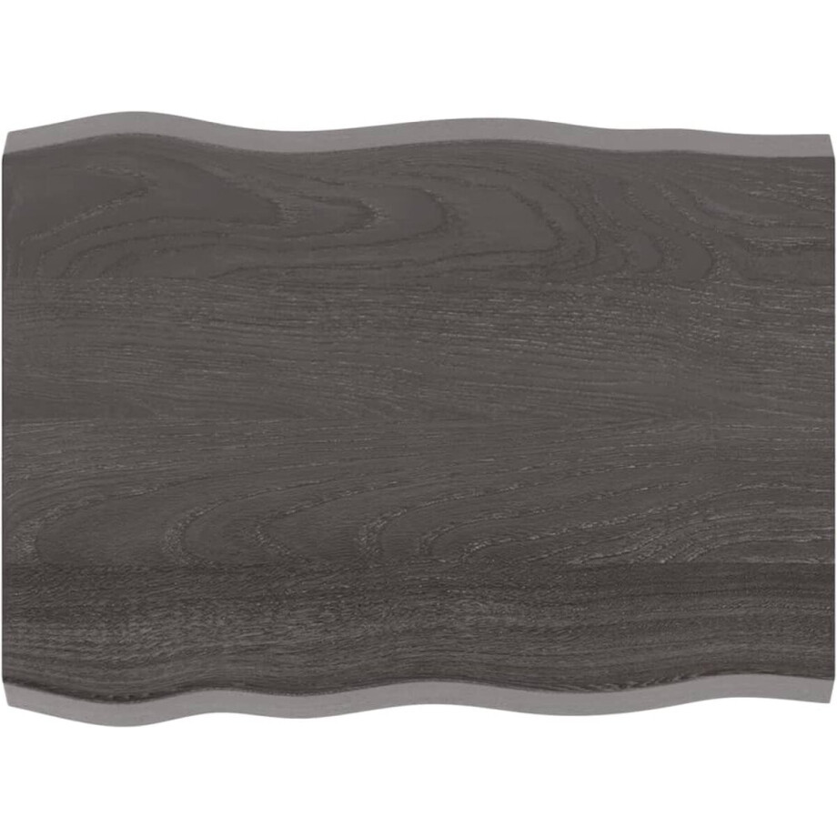 vidaXL - Tafelblad - natuurlijke - rand - 80x60x(2-4) - cm - eikenhout - donkerbruin vidaXL - Tafelblad - natuurlijke - rand - 80x60x(2-4) - cm - eikenhout - donkerbruin afbeelding 1