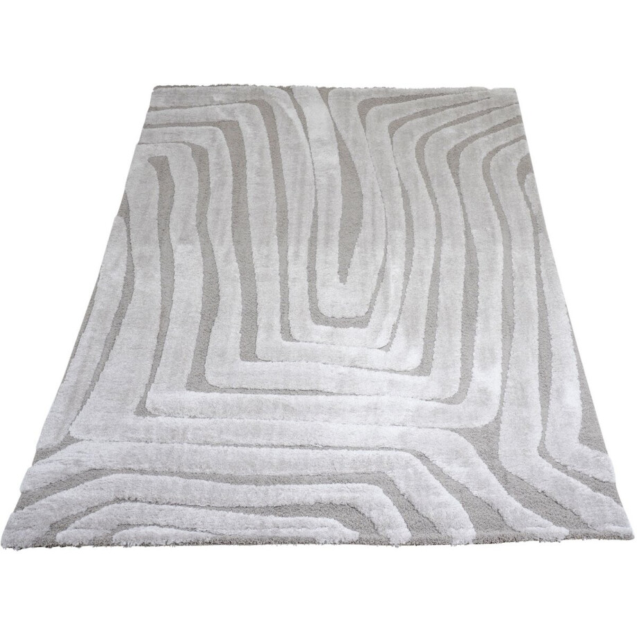 Vloerkleed Lima Beige 160 x 230 cm - Design Hoog-Laag Vloerkleed met Grafisch Lijnenpatroon in Scandinavische / Japandi Stijl Vloerkleed Lima Beige 160 x 230 cm - Design Hoog-Laag Vloerkleed met Grafisch Lijnenpatroon in Scandinavische / Japandi Stijl afbeelding 1