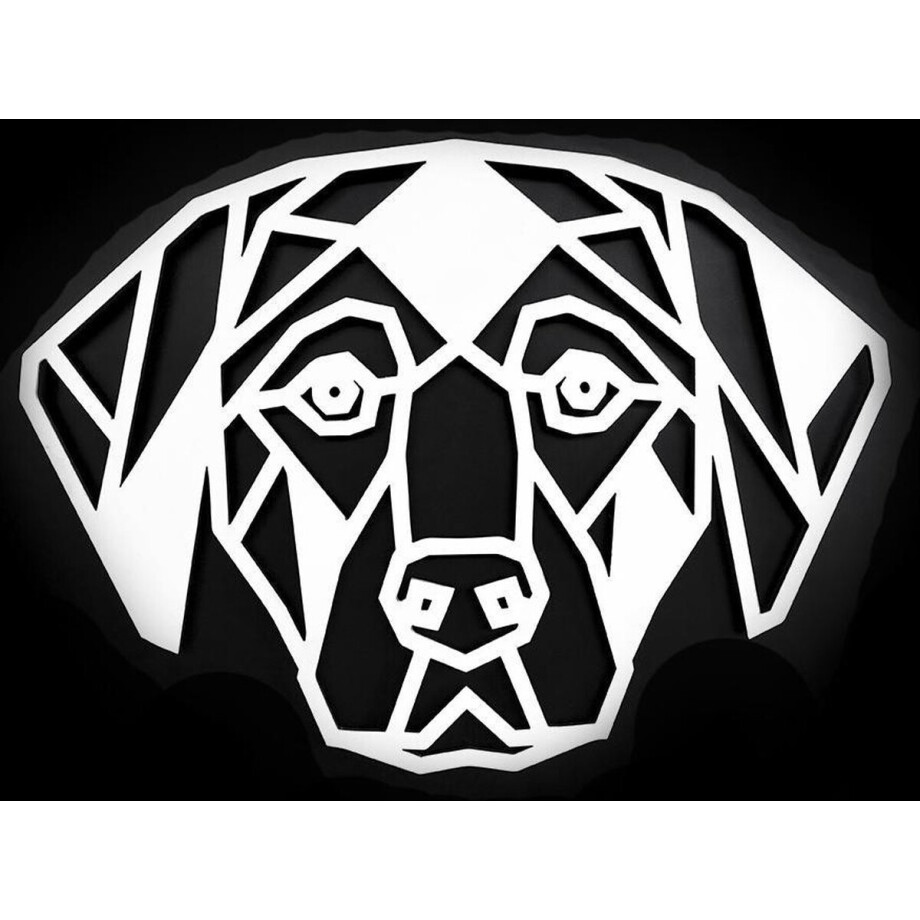 Houten Dierenkop • Houten Hond • Dierenkop Hond • Middel • Wit MDF • Houten Dier • Wandecoratie afbeelding 1