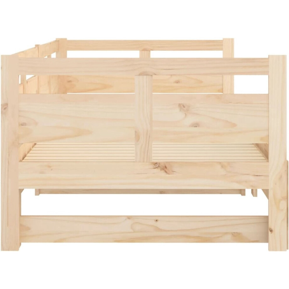 vidaXL Daybed - Slaapbank - Slaapbank uitschuifbaar massief grenenhout 2x(80x200) cm - Tweepersoonsbed - Bruine Meubels - Houten Slaapkamermeubelen afbeelding 1