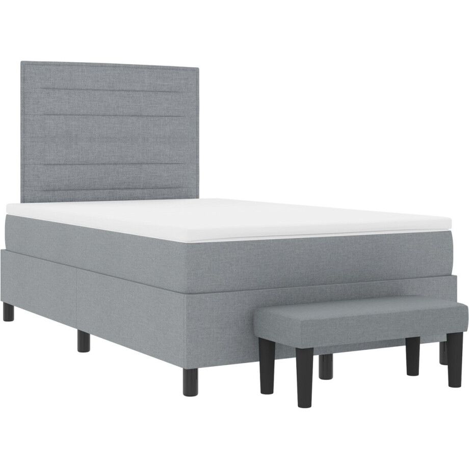 vidaXL - Boxspring - bed - met - kussen - Lichtgrijs - 120 - x - 200 - cm - Stof vidaXL - Boxspring - bed - met - kussen - Lichtgrijs - 120 - x - 200 - cm - Stof afbeelding 1
