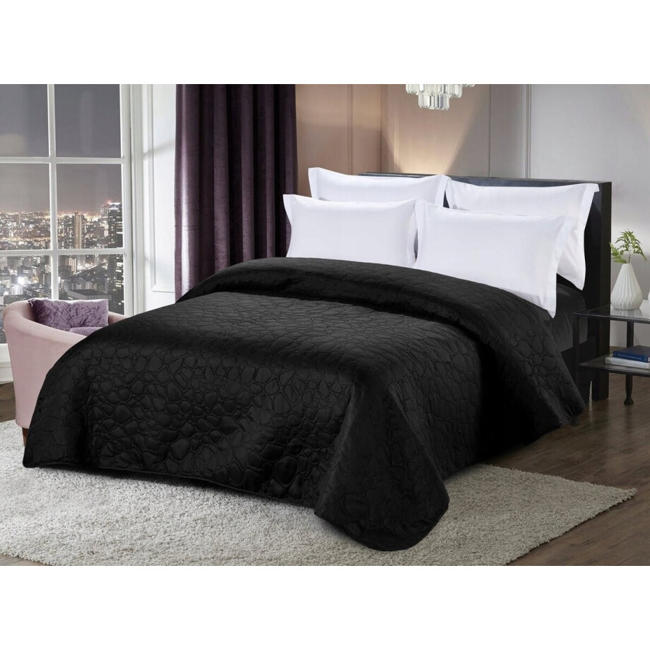Dubbelzijdige Gekantelde Sprei 170x210 cm - Zwart afbeelding 1