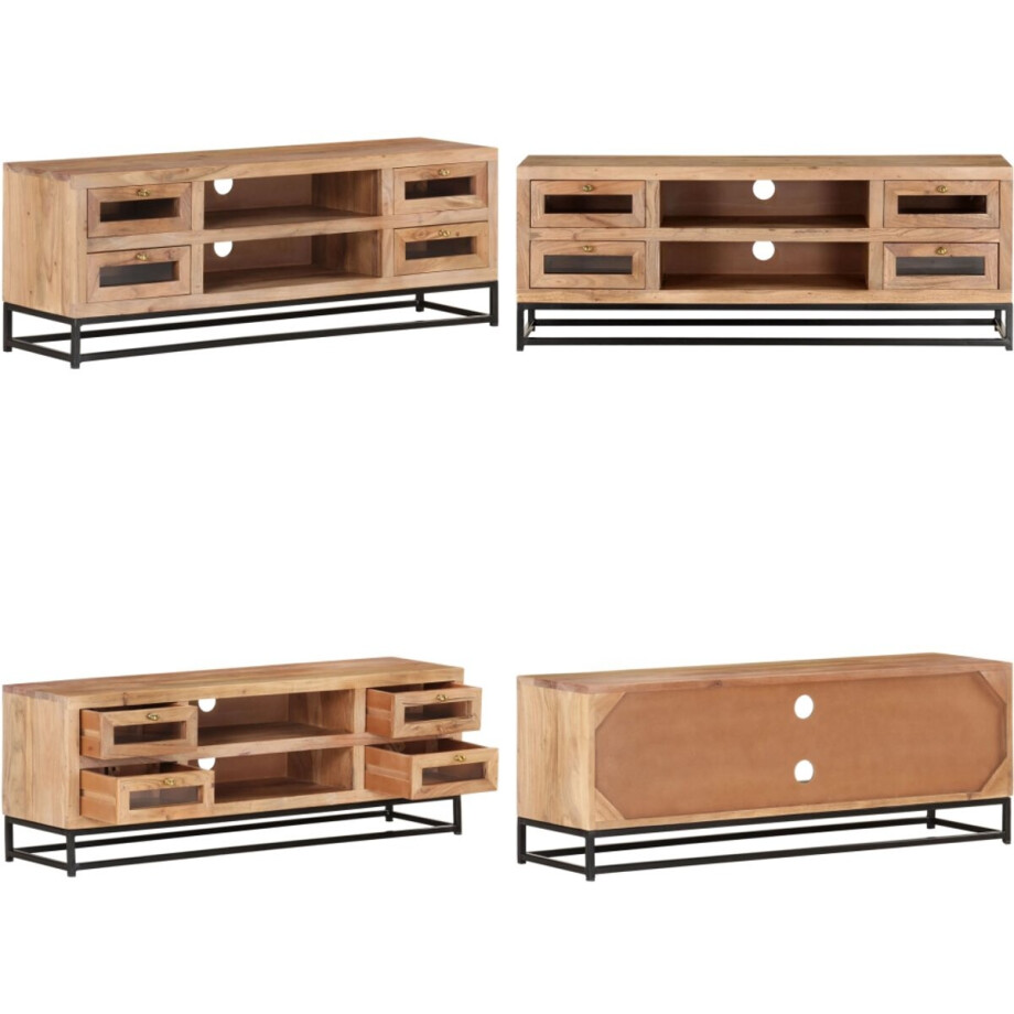 vidaXL - Tv-meubel - 110x30x40 - cm - massief - acaciahout afbeelding 1