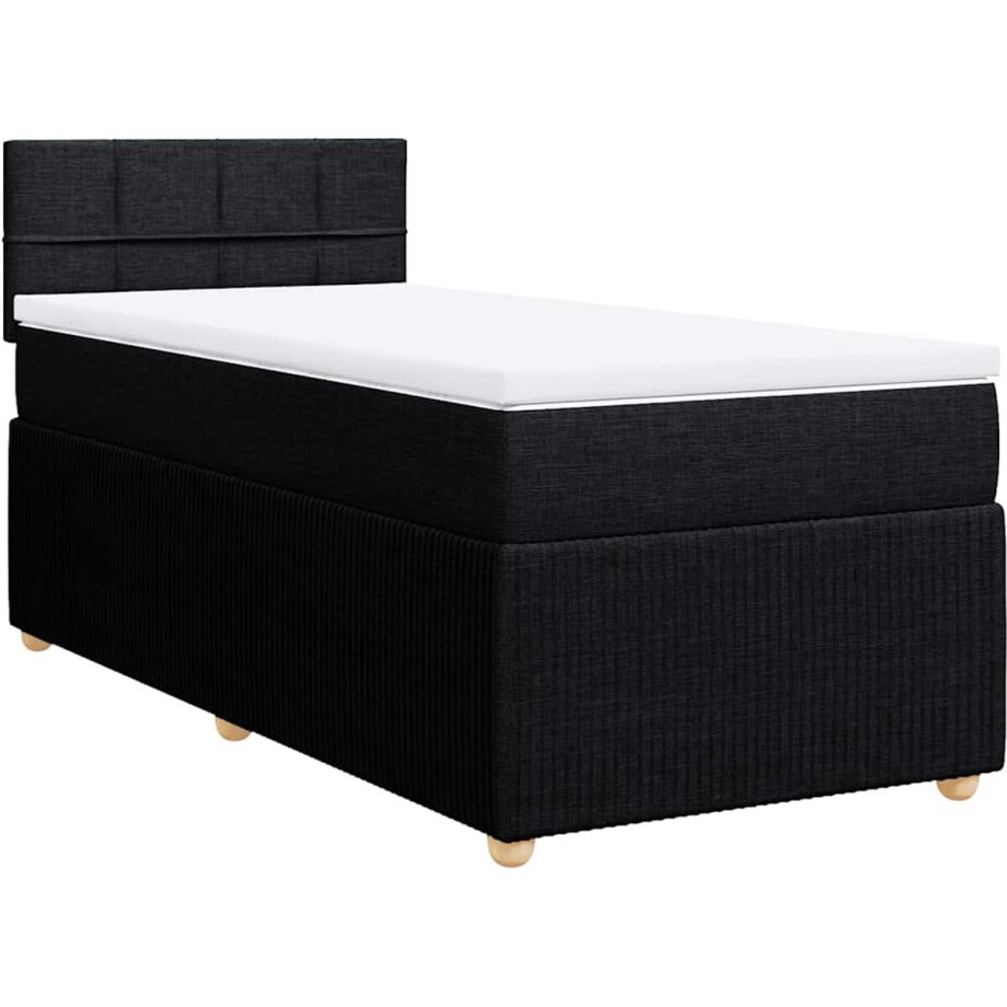 vidaXL - Boxspring - met - matras - stof - zwart - 100x200 - cm afbeelding 1