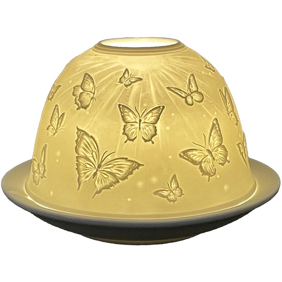 Clayre & Eef Waxinelichthouder Ø 12x8 cm Wit Porselein Vlinders Clayre & Eef Waxinelichthouder Ø 12x8 cm Wit Porselein Vlinders afbeelding 1