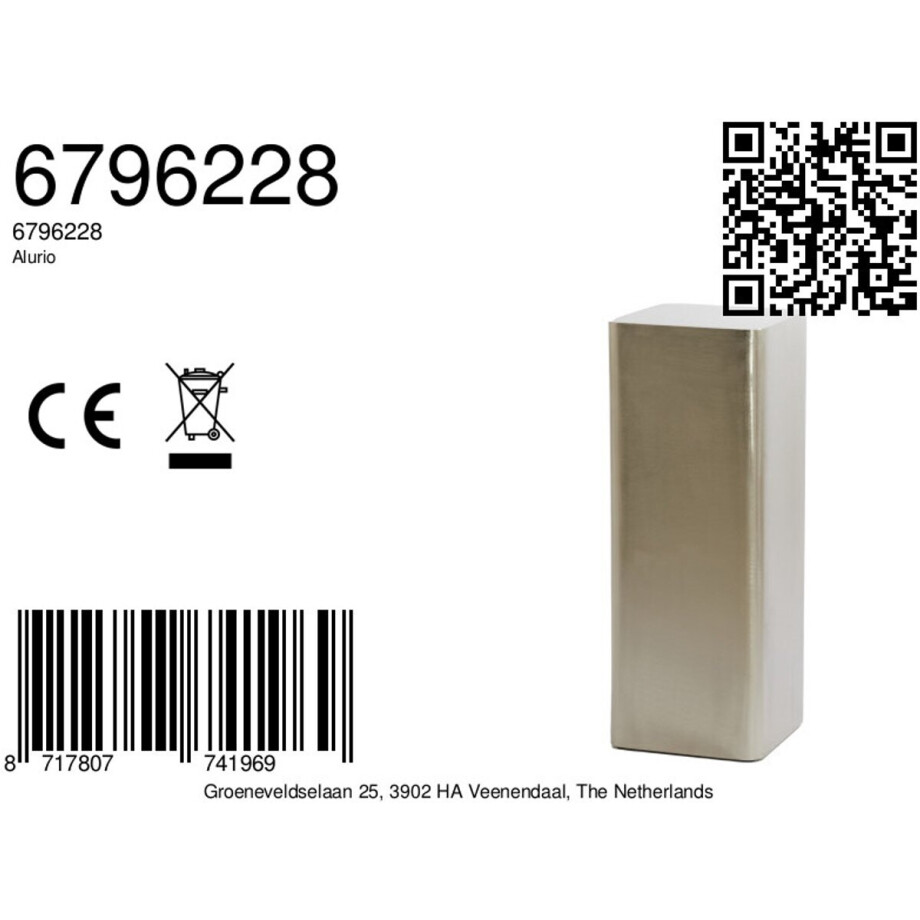 Light & Living Zuil Alurio - Zilver - 30.5x30.5x80cm - Modern afbeelding 1
