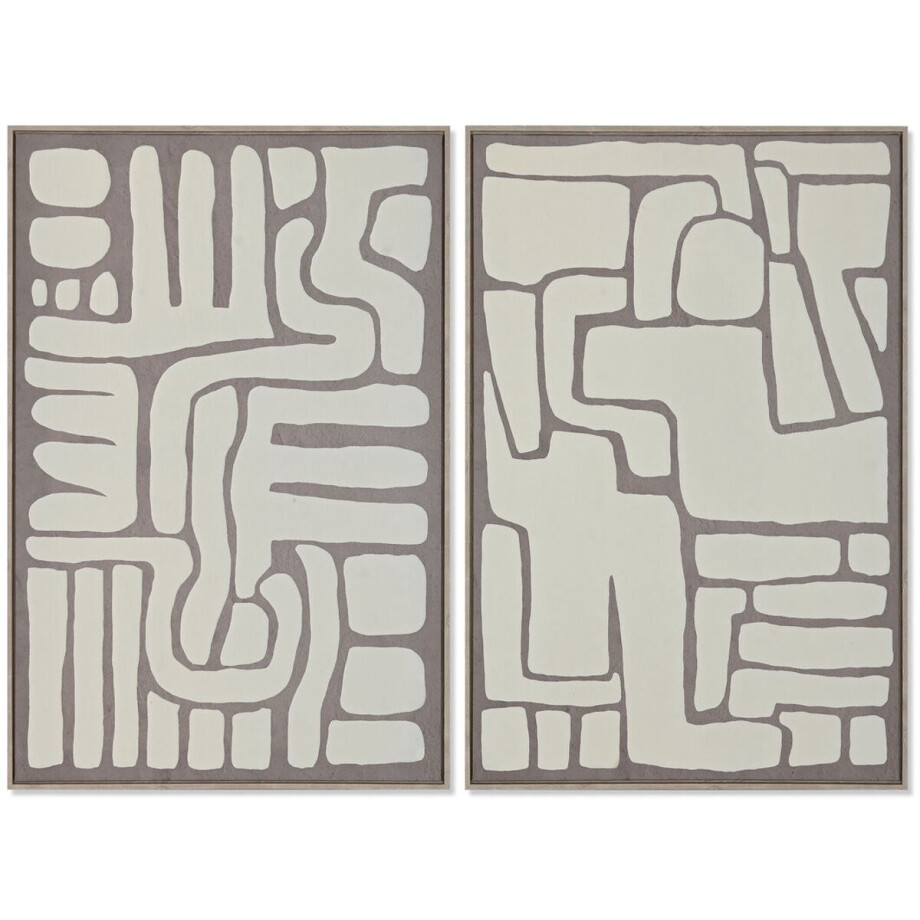 Schilderij Home ESPRIT Wit Beige Abstract Scandinavisch 60 x 3 x 90 cm (2 Stuks) afbeelding 1