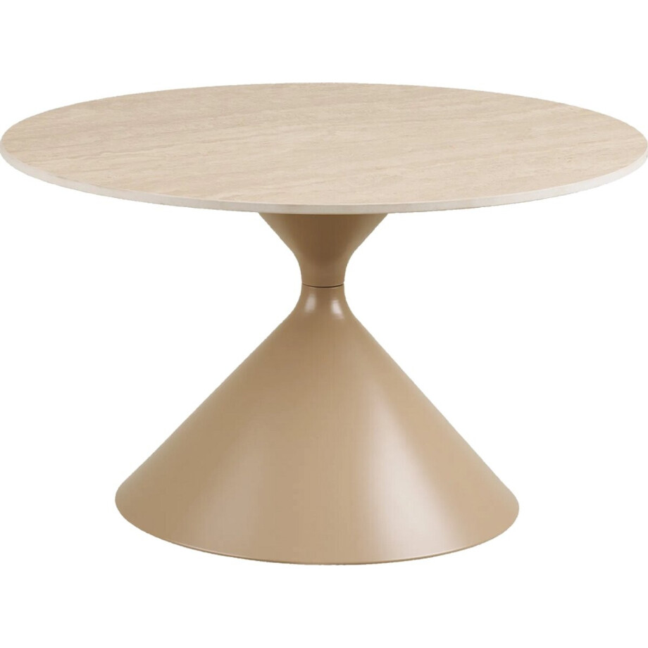 Artichok Anisa Metalen Salontafel Met Keramiek Blad Beige - Zand - Travertin - Ø70 afbeelding 1