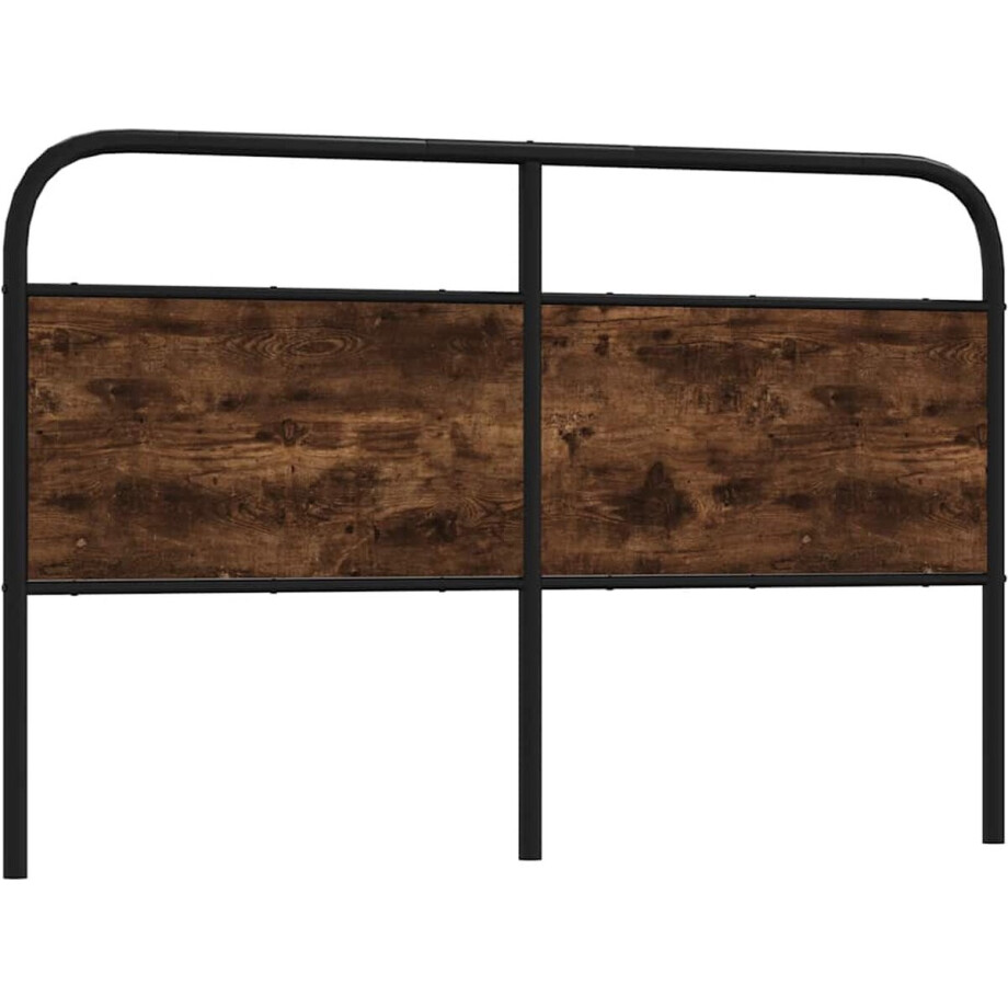 vidaXL - Vervangend - hoofdbord - 160 - cm - staal - en - bewerkt - hout - gerookt - eikenkleurig afbeelding 1