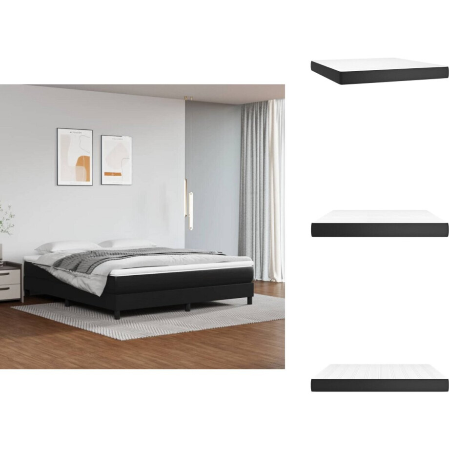vidaXL Pocketveringmatras - Pocketveringmatrassen - Matras - Pocketvering Matras - Pocketveringmatras 180x200x20 cm kunstleer zwart afbeelding 1