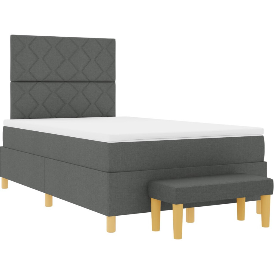 vidaXL - Boxspring - bed - met - kussen - Donkergrijs - 200 - x - 120 - cm - Stof afbeelding 1