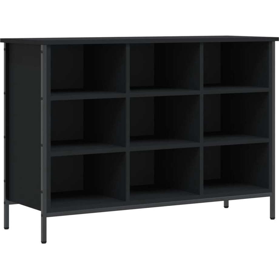 vidaXL - Schoenenkast - 100x35x70 - cm - bewerkt - hout - zwart vidaXL - Schoenenkast - 100x35x70 - cm - bewerkt - hout - zwart afbeelding 1