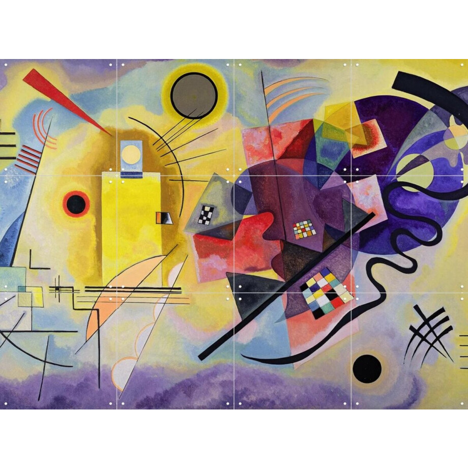 IXXI Yellow Red Blue, Kandinsky & Bridgeman Images - 80 x 60 cm - Gratis ophangtool - Grote wanddecoratie en posters - Abstract, Geometrische Kunst afbeelding 1