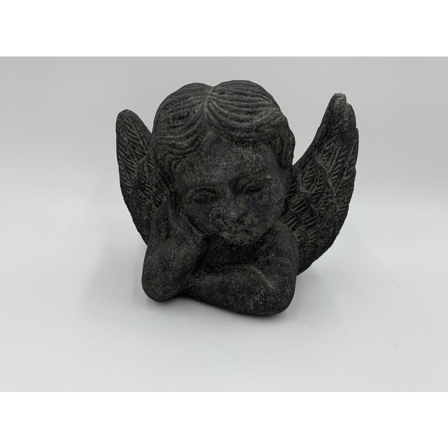Decoratie beeld engel steen grijs stone antraciet 14,5 x 19 cm | 65526 | Home Sweet Home | Stoer & Sober Woonstijl afbeelding 1