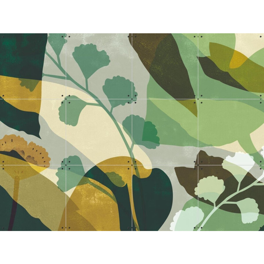 IXXI Leaves Green, Lotte Dirks - 80 x 60 cm - Gratis ophangtool - Grote wanddecoratie en posters - Digitale Kunst, Abstract, Grafisch Ontwerp afbeelding 1