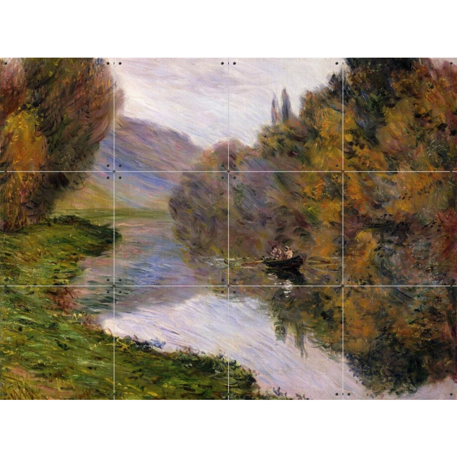 IXXI Boat on the Seine near Jeufosse, Claude Monet & Bridgeman Images - 80 x 60 cm - Gratis ophangtool - Grote wanddecoratie en posters - afbeelding 1