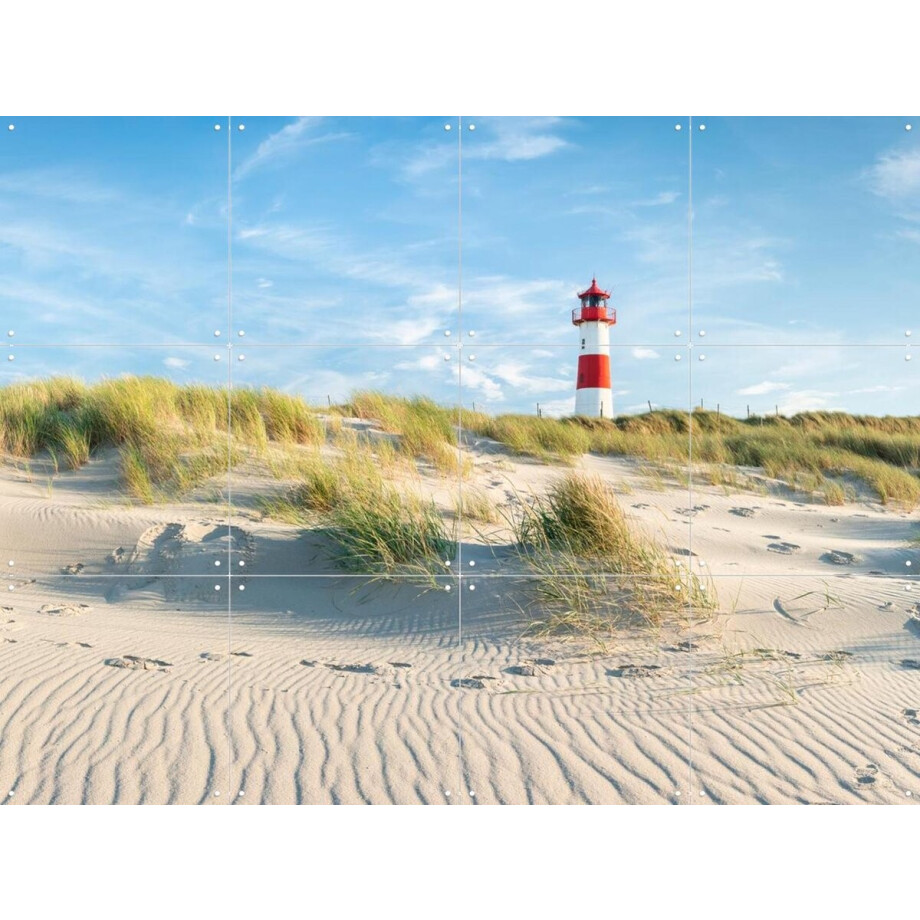 IXXI Lighthouse Sylt - Germany, Jan Becke - 80 x 60 cm - Gratis ophangtool - Grote wanddecoratie en posters - Fotografie, Kleurrijk, Landschappen afbeelding 1