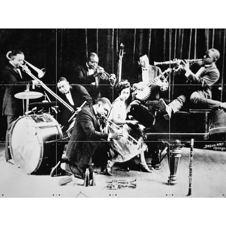 IXXI Vintage photo King Oliver's Jazz Band, Bridgeman Images - 80 x 60 cm - Gratis ophangtool - Grote wanddecoratie en posters - Vintage, Fotografie afbeelding 1