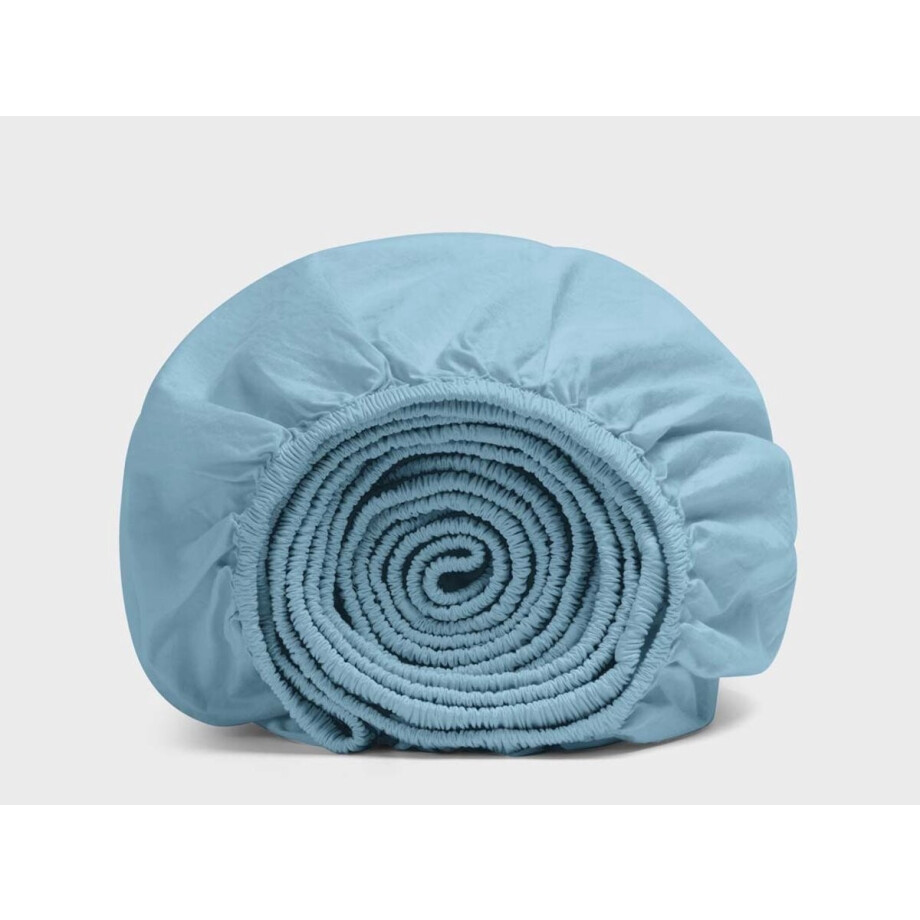 Yumeko hoeslaken percal katoen blauw 160x200x30 - Bio, eco & fairtrade afbeelding 1