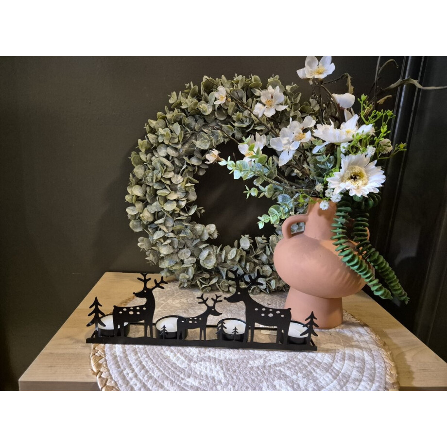 Theelichthouder hert/4 theelichten/decoratie/posiwio/metaal afbeelding 1