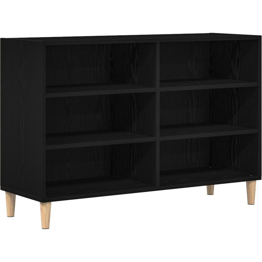 vidaXL - Dressoir - Zwart - Eiken - 103,5 - x - 35 - x - 70 - cm - Bewerkt - hout afbeelding 1