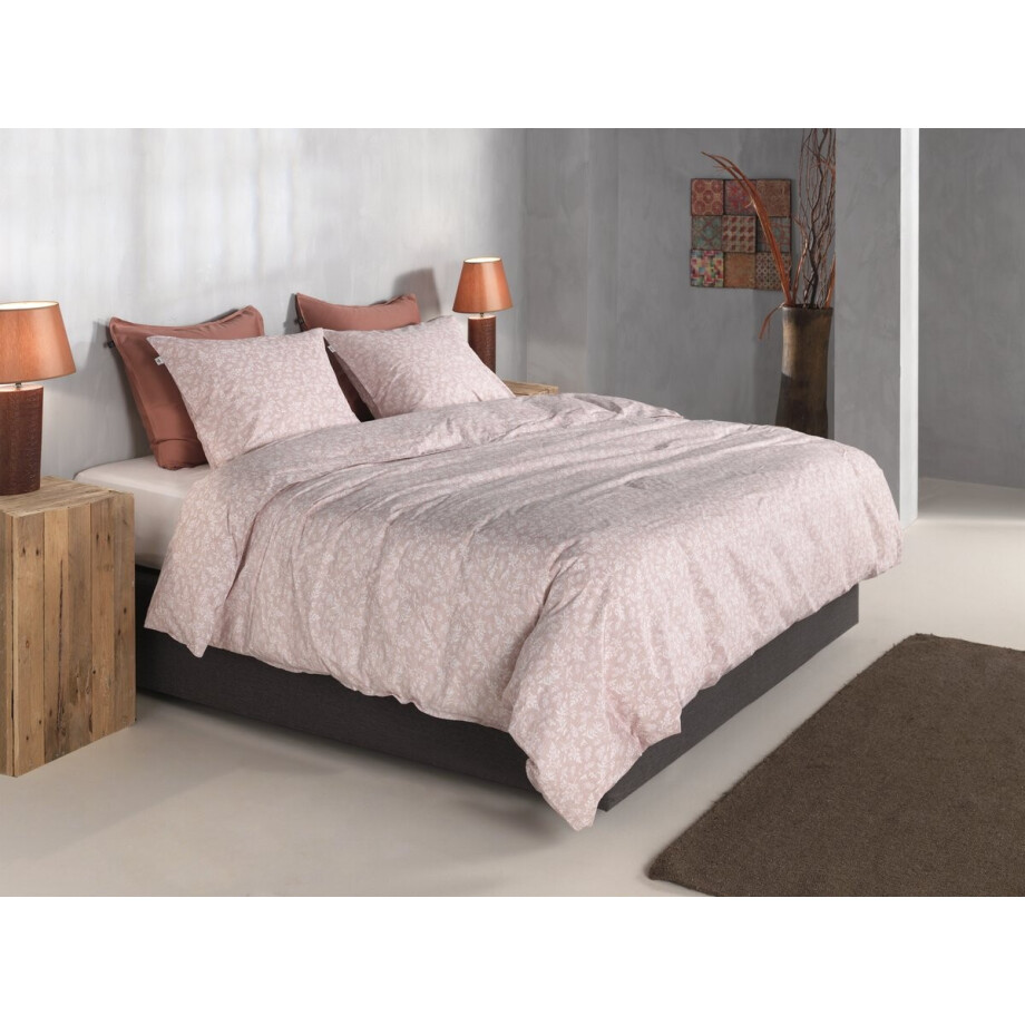 Zohome Dekbedovertrek Petali di Lino - Deken - Dekbed - Roze - 100% Katoen - Bloemen - 200x220 + 2 slopen 60/70 cm afbeelding 1