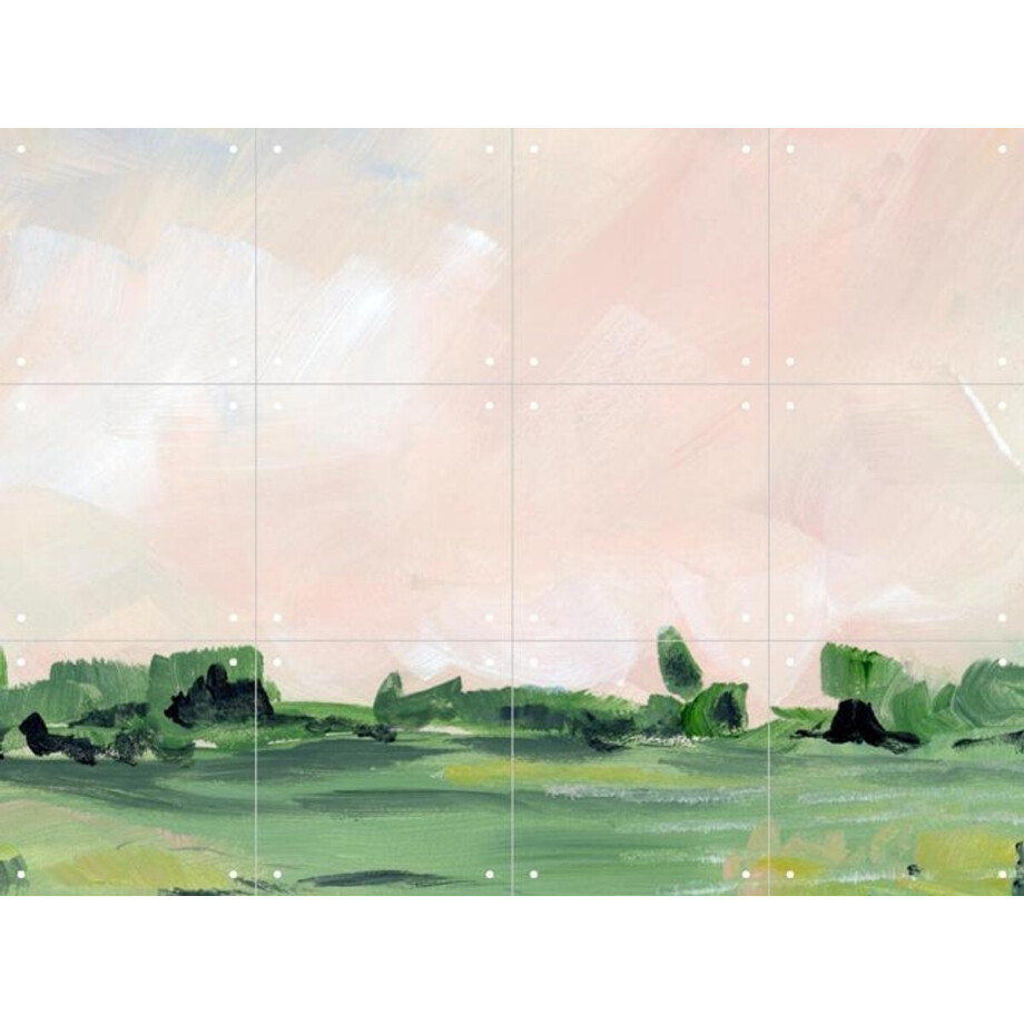 IXXI Rose Sky, Green Barn Studio - 80 x 60 cm - Gratis ophangtool - Grote wanddecoratie en posters - Abstract, Kleurrijk, Olieverf, Impressionisme afbeelding 1