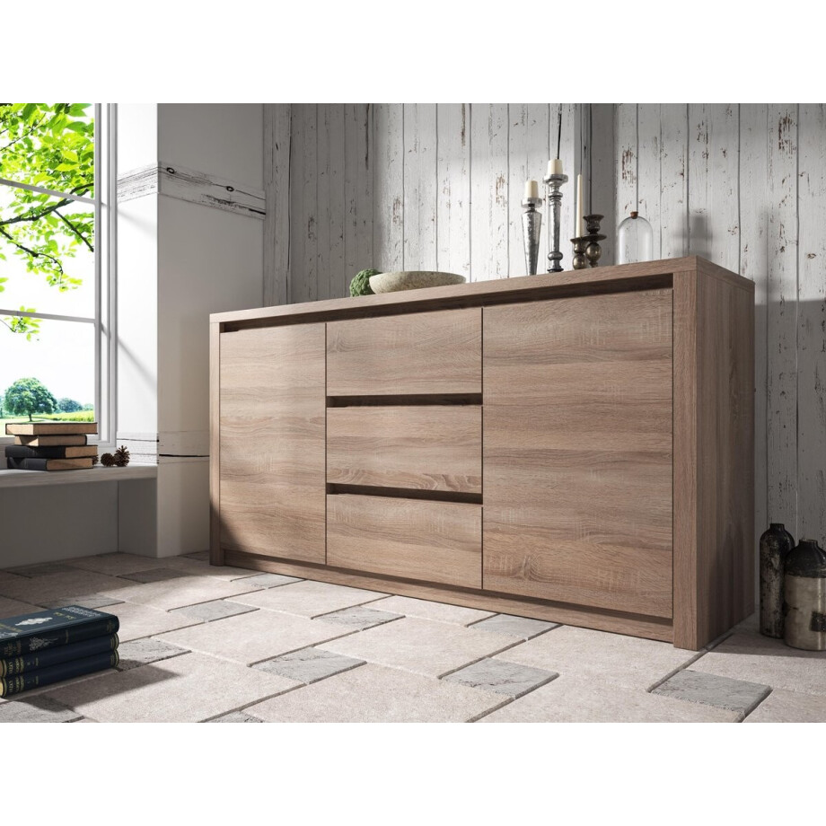 Meubella - Dressoir Monaco - Truffel eiken - 140 cm Meubella - Dressoir Monaco - Truffel eiken - 140 cm afbeelding 1