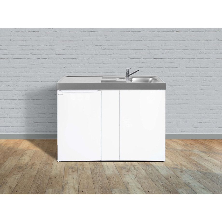 Minikeuken BeNeLux EASYLINE 120 cm - volledig voorgemonteerd -in metaal met koelkast LINKS minikeuken afbeelding 1