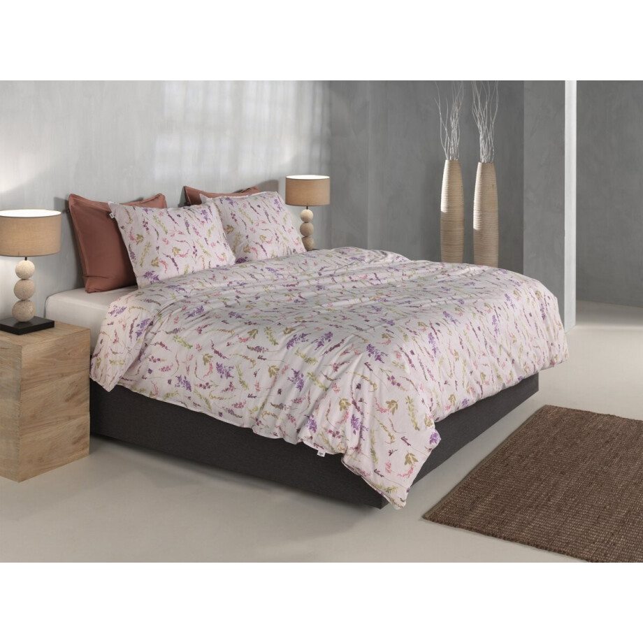Zohome Dekbedovertrek Paco - Deken - Dekbed - Roze - 100% Katoen - Bladeren - 240x220 + 2 slopen 60/70 cm afbeelding 1