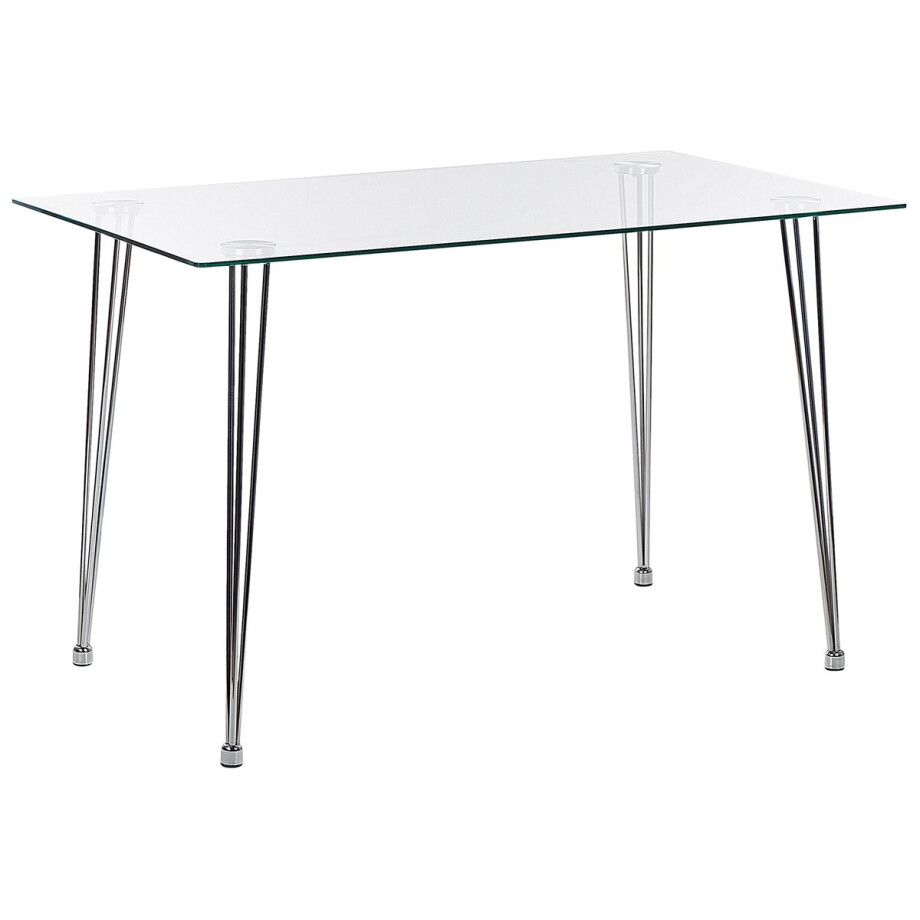 BELIANI WINSTON - Eettafel - Zilver - 70 x 120 cm - Veiligheidsglas BELIANI WINSTON - Eettafel - Zilver - 70 x 120 cm - Veiligheidsglas afbeelding 1
