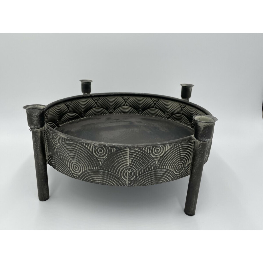 Plateau kaarsenhouder voor 4 kaarsen rond zwart grijs 36 x 15,5 cm maat M | 790556 | Home Sweet Home | Stoer & Sober Woonstijl afbeelding 1
