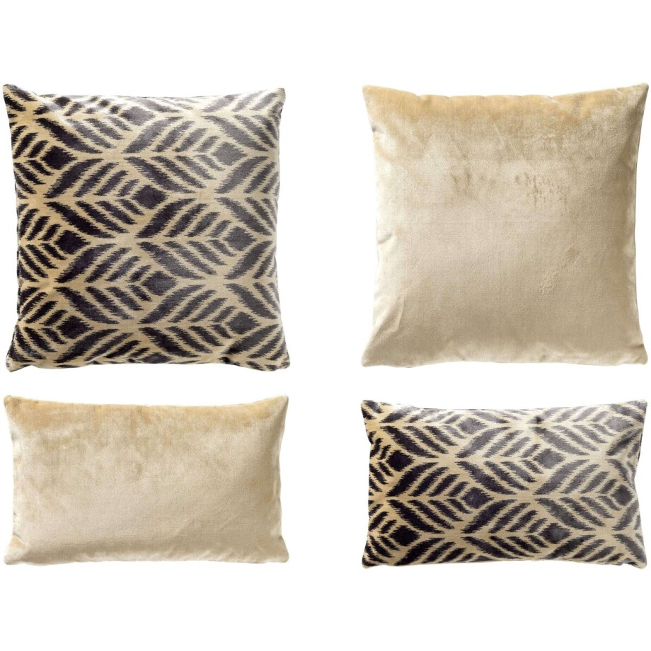 ALEXA/CELESTE | 4-delige kussenset | 45x45 cm en 30x50 cm | beige, antraciet | Hoii afbeelding 1